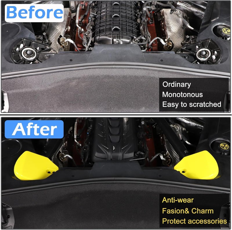 CHEAYAR Rear Strut Tower Covers Compatible with Chevrolet Corvette C8 2020-2023, ABS Plastic Engine Bay Shock Protection Panel Cover Trim, 2pcs C8 Accessories (Yellow color) - Image 2